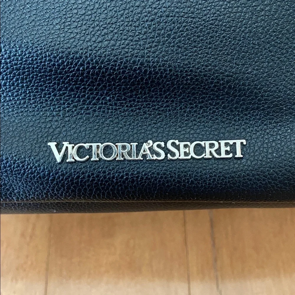 Victoria Secret Black FAUX Leather Fringe Drawstring Backpack bag - Picture 2 of 7